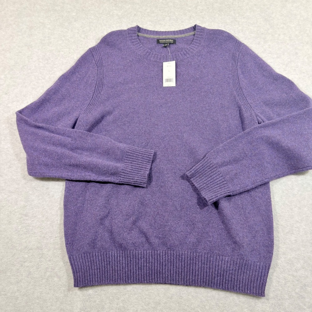 Banana Republic Sweater Mens L Purple NEW Merino Wool Crewneck 379057-02-1